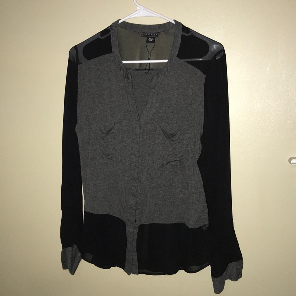 Metaphor L/G button front long sleeve top